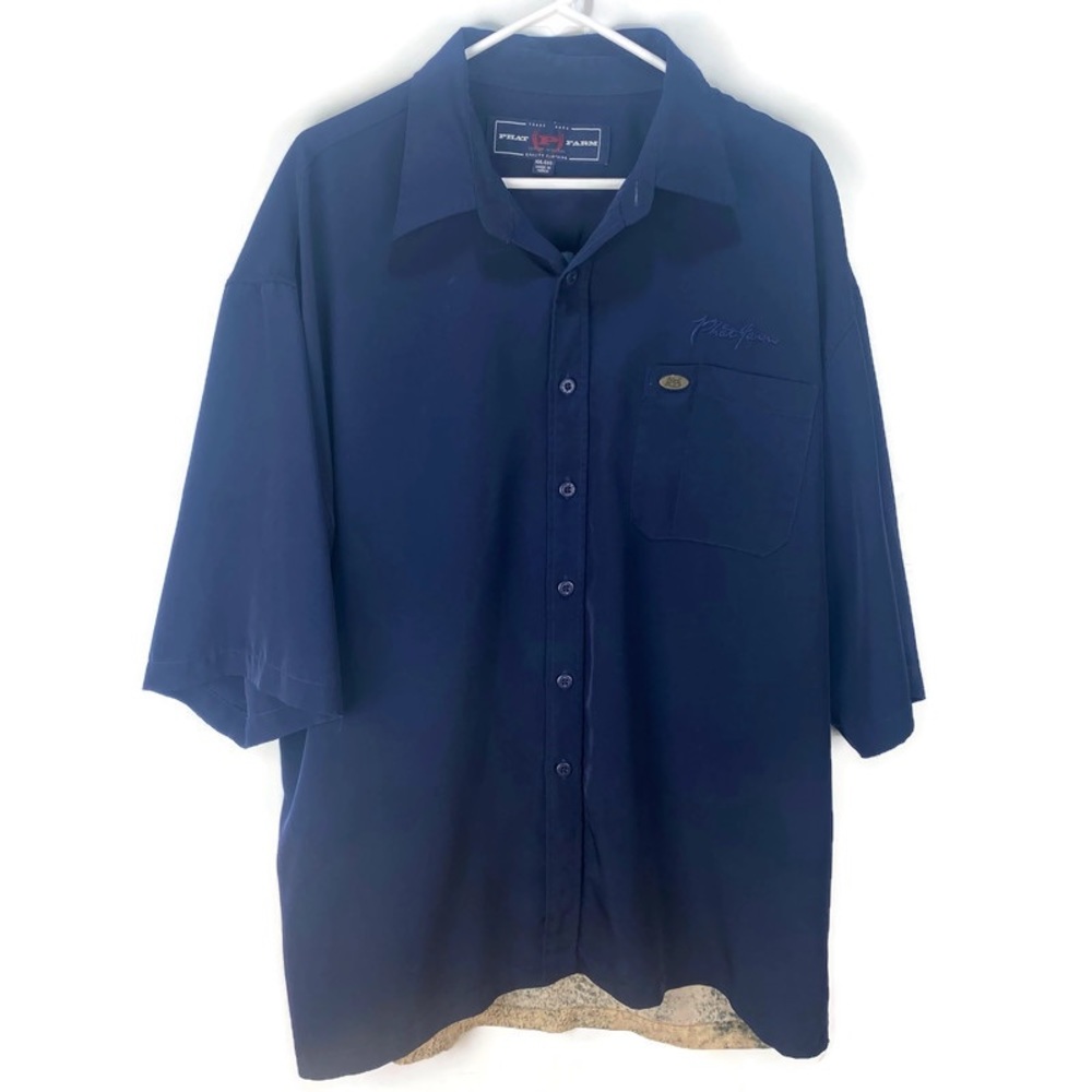 Phat Farm Men’s Short Sleeve Button up Blue XXL Shirt